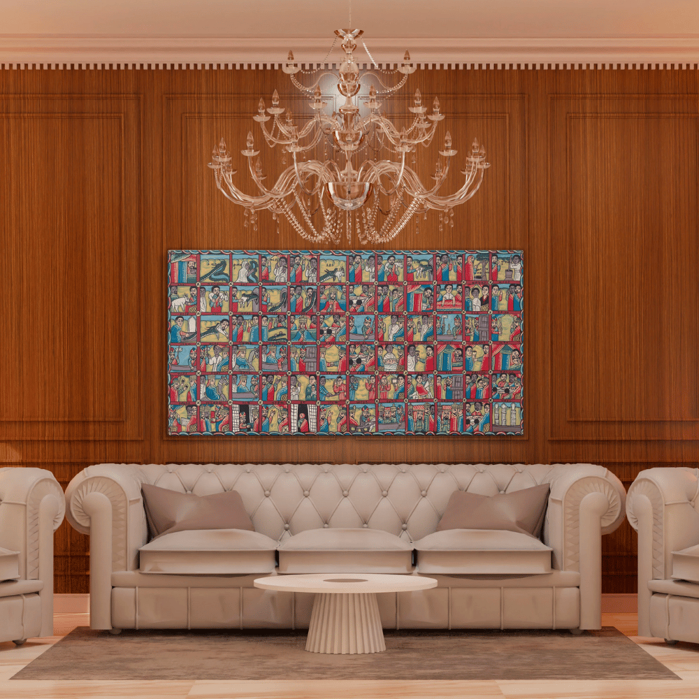 Queen of Sheba & King Solomon Ethiopian Mosaic Oil Painting