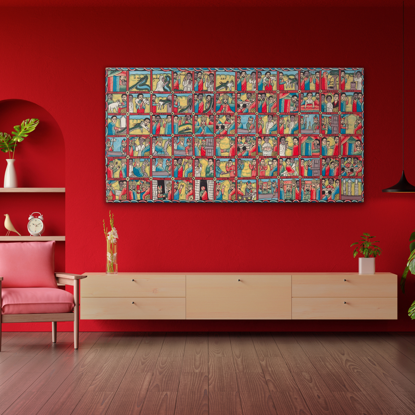 Queen of Sheba & King Solomon Ethiopian Mosaic Oil Painting
