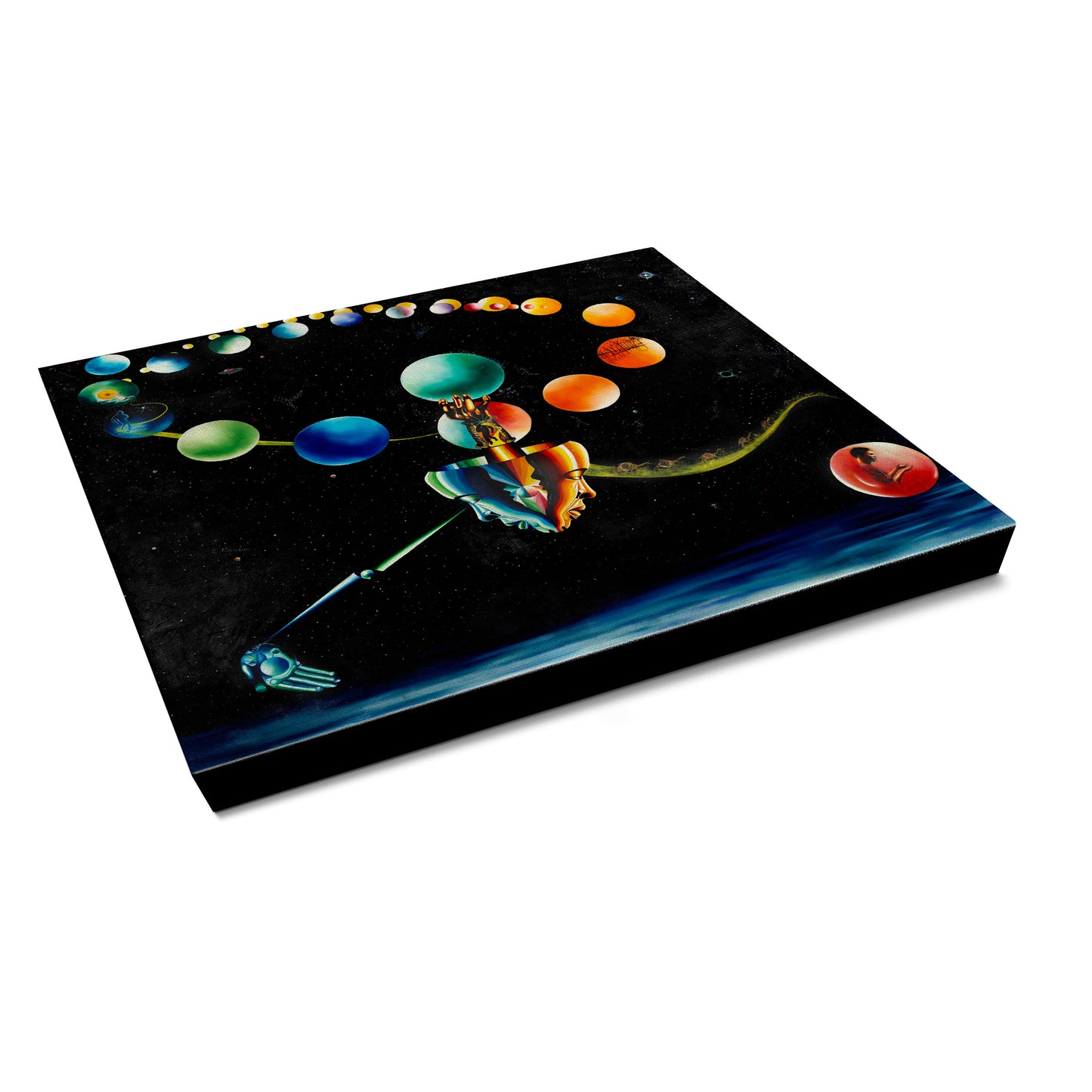 The Journey canvas painting – surreal visionary art depicting celestial spheres, symbolic figures, and mystical themes on museum-quality print.